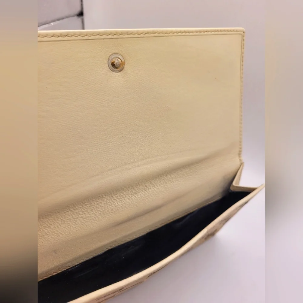 Gucci GG Long Wallet Beige White Gold Canvas Leather Monogram GUCCI Interlocking